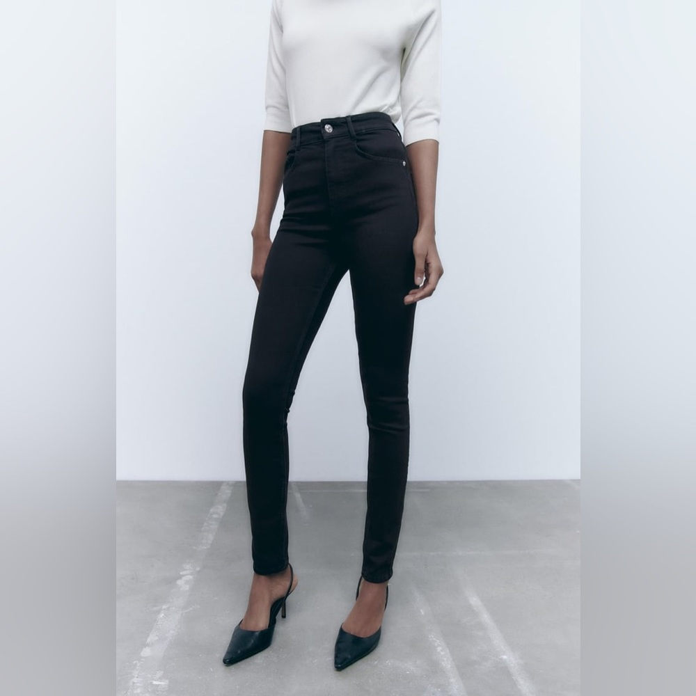 Zara Black High Rise Skinny Jeans Size 4 Stretch Denim